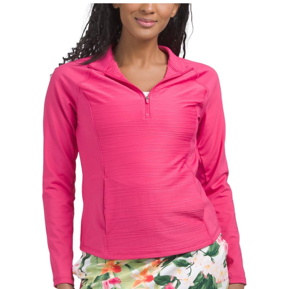 NWT TOMMY BAHAMA‎ Zip Pullover Long Sleeve Golf Tennis Active Shirt medium
